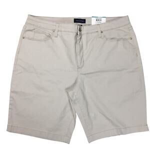 Charter Club Shorts Khaki Denim Bermuda Women's 16 Plus Size‎ Modest NWT Walking
